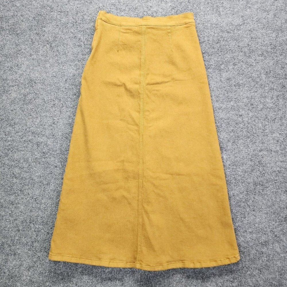 Gestuz Mustard Yellow Button-front Midi Maxi Skirt Pockets 100%‎ Cotton 36 US 4 - Picture 6 of 12
